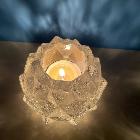 Orrefors Sweden Firefly Nimbus Crystal tealight candle holder, 3.5 inches high - Picture 3 of 10